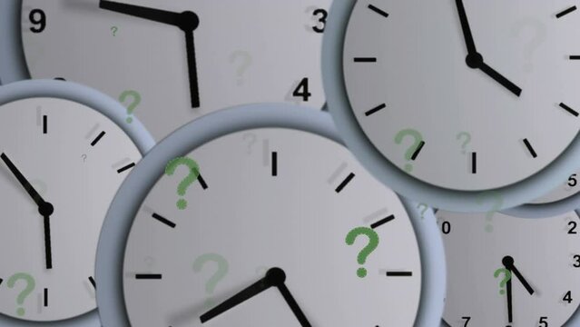 Animation of question marks over clocks