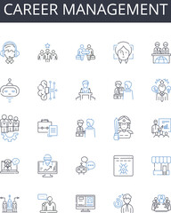 Career management line icons collection. Job development, Work progress, Employment strategy, Professional planning, Career progression, Business growth, Vocation maintenance vector and linear