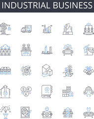 Fototapeta na wymiar Industrial business line icons collection. Creative marketing, Corporate finance, Environmental impact, Financial services, Social media, Urban development, Human resources vector and linear