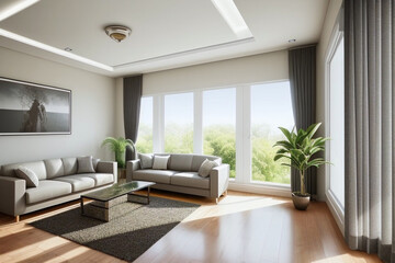 Fototapeta na wymiar Modern Interior Bedroom with Plants. Made with Generative AI.