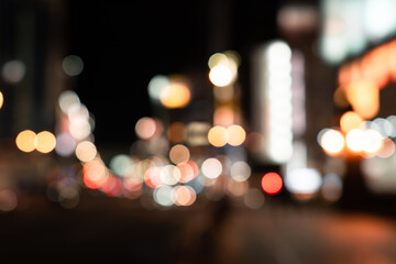 Night bokeh city street blur warm light background