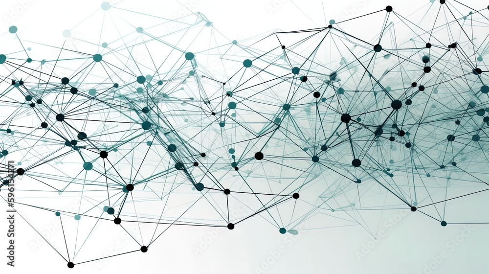 Poster futuristic connections: minimalist circuit dissolving into polygonal triangles on a white background