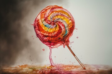 A watercolor painting of a lollipop. Generative AI