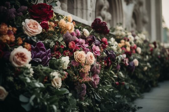 Elegant flower border for weddings. Generative AI
