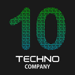 10 number technology design template illustration