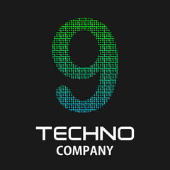 9 number technology design template illustration