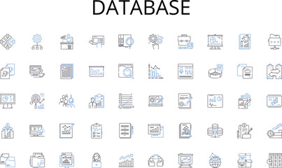 Database line icons collection. Strength, Endurance, Conditioning, Agility, Mobility, Flexibility, Cardio vector and linear illustration. Core,Resistance,Nutrition outline signs set