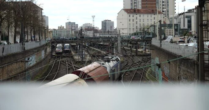 freight train arriving at Gare de Nancy-Ville; France