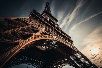 Artistic depiction of the Parisian landmark Eiffel Tower. Generative AI