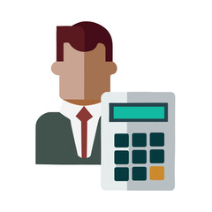 Successful businessman using calculator for financial growth