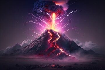 volcano releasing colored lavas, generative AI