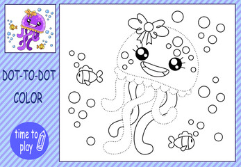 Collections of mini-games. Connect the dots and color the picture. jellyfish