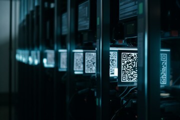 Scanning QR codes on servers with a scanner. Generative AI