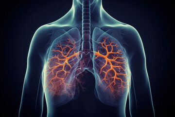 Human lungs isolated anatomical medical biological illness, lung cancer, lung disease, cancer cells, rotting lungs, lung virus, dying lungs. Generative AI