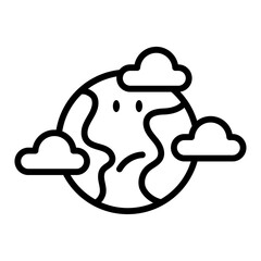 Icono de planeta enfermo. Contaminación ambiental. Ilustración vectorial © Frank