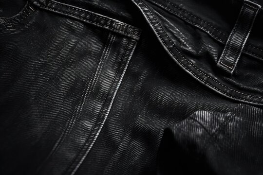 Black denim jeans texture. Ai. Closeup