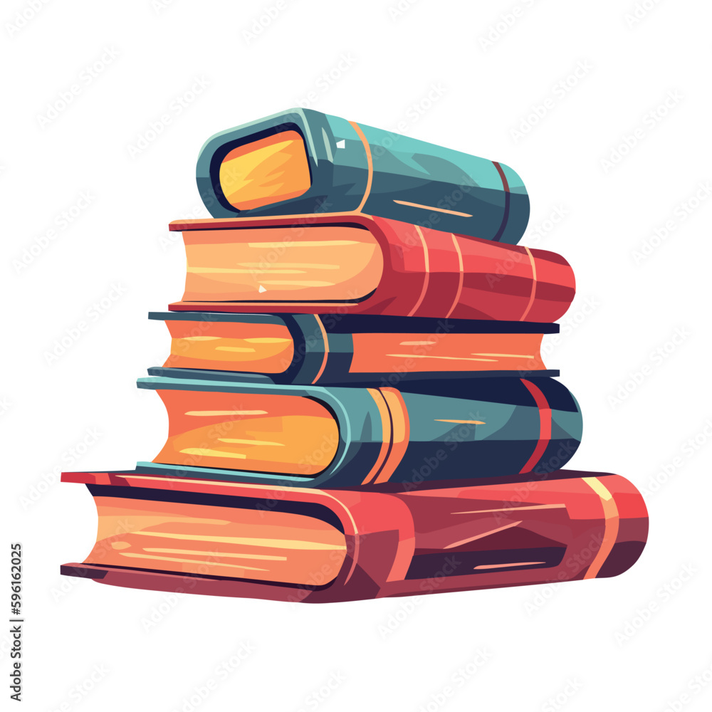 Poster stack of textbooks on library shelf for studying