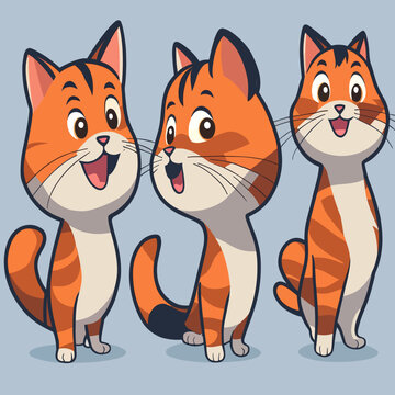 set of cats, vector images, cartoon, emotions