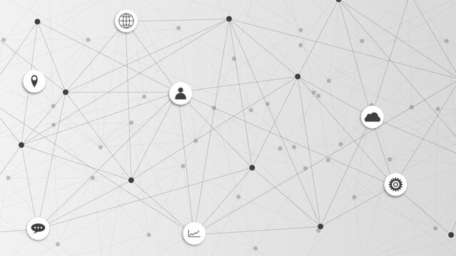 Information or global communication technology with dots and lines connection and business icons.