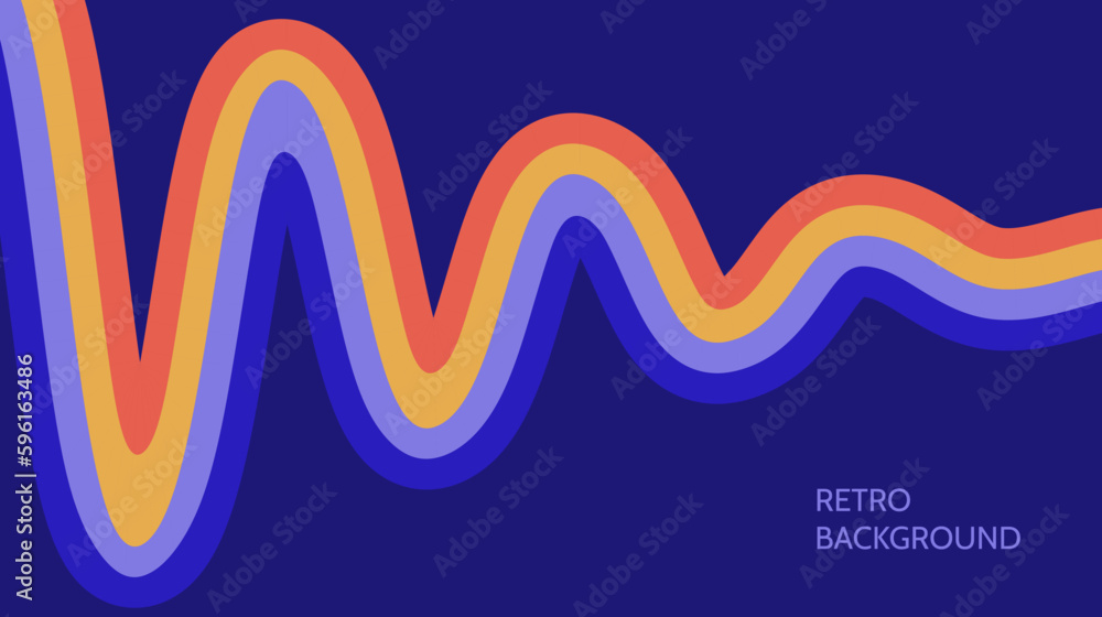 Poster retro lines style background. colourful abstract wavy wallpaper. vintage curved wave stripes backdro