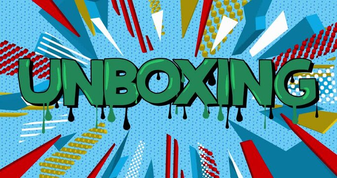 Unboxing. Graffiti tag animation. Abstract street art cartoon decoration performed in urban painting style.
