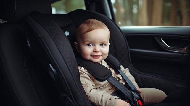 Generative AI of a parent and a child in a car safety seat