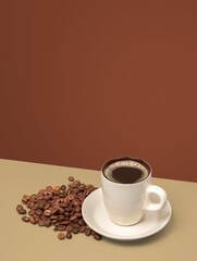 Tasty Hot coffee in cup on table