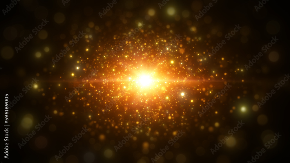 Poster abstract gold color digital particle dots sparkling, background for important events, background 3d 