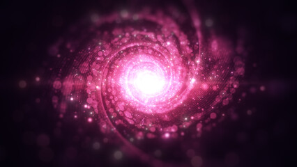 Pink color digital particle dots sparkling, Abstract background for important events, Pink light, Line twist luxury background 3d rendering