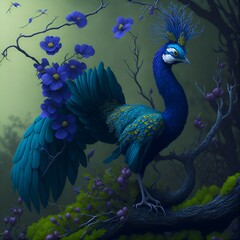 Fototapeta premium peacock with feathers out