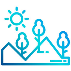 Mountain gradient line icon