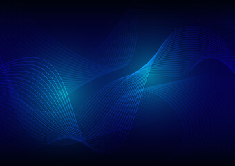 Abstract modern blue dynamic line wave presentation technology background