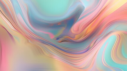Pastel colored holographic abstract background. Flow, wavy and Curve style.