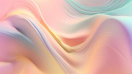 Pastel colored holographic abstract background. Flow, wavy and Curve style.