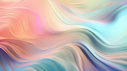 Pastel colored holographic abstract background. Flow, wavy and Curve style.