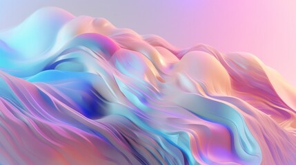 Pastel colored holographic abstract background. Flow, wavy and Curve style.