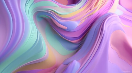 Pastel colored holographic abstract background. Flow, wavy and Curve style.