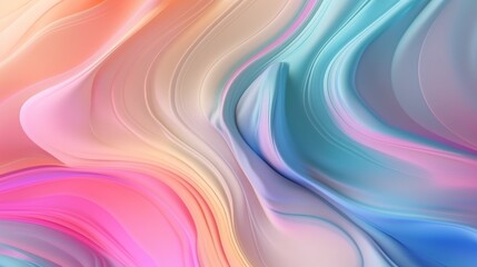 Pastel colored holographic abstract background. Flow, wavy and Curve style.