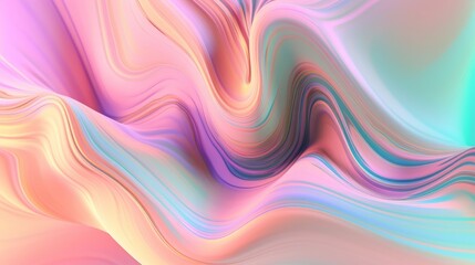 Pastel colored holographic abstract background. Flow, wavy and Curve style.