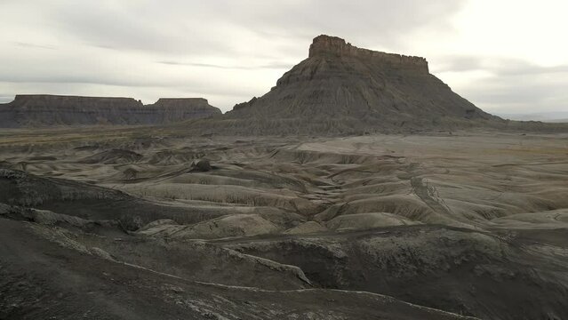 Revealing drone footage of Factory Butte's geological formations,Utah aerial