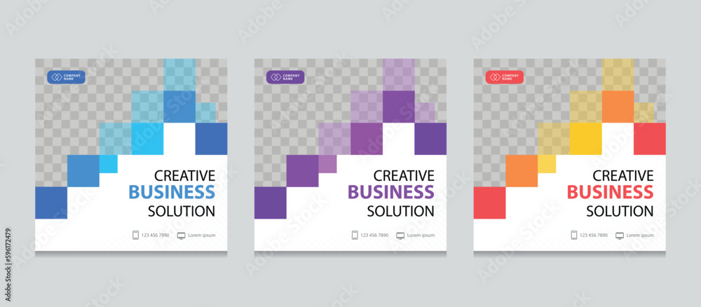Fototapete Set of Editable square abstract business web banner design template. background gradients color. Suitable for social media post, instagram story and web ads. with Space to add pictures.

