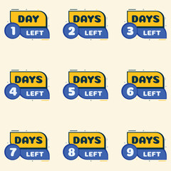 number of days left countdown banner 1 day to 9 days left label set