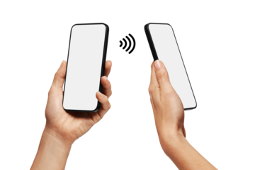 Tap To Pay, smartphone, making a payment with another smartphone, isolated