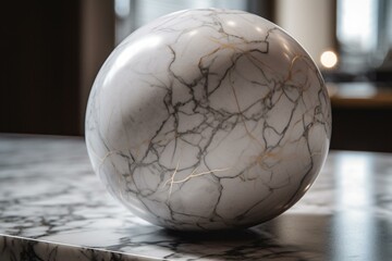 Marble with wavy white pattern. Generative AI