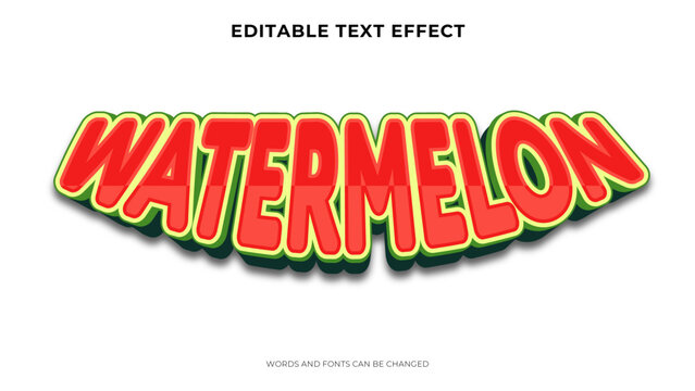 watermelon text effect with 3d style