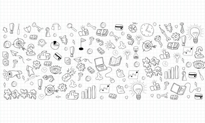 business doodles objects background., drawing by hand vector