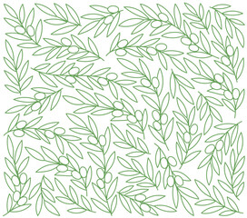 Olive floral pattern background. Editable outline stroke. Vector line.