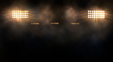 Bright stadium arena lights and smoke	
