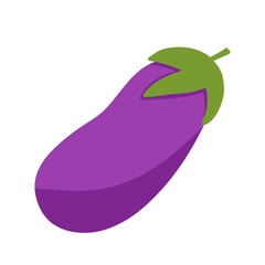 Eggplant vegetable isolated on white. Vector flat clipart.
