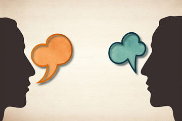 Concept of active listening, communication, connection, paying attention, empathy, mindfulness, non-judgmental attitude, focus, clarifying questions, paraphrasing, reflective listening, open-mindednes